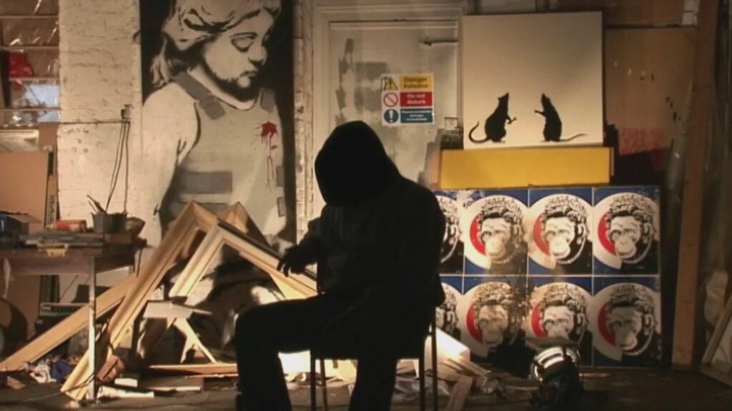 Banksy makes an appearance in his documentary film Exit Through the Gift Shop